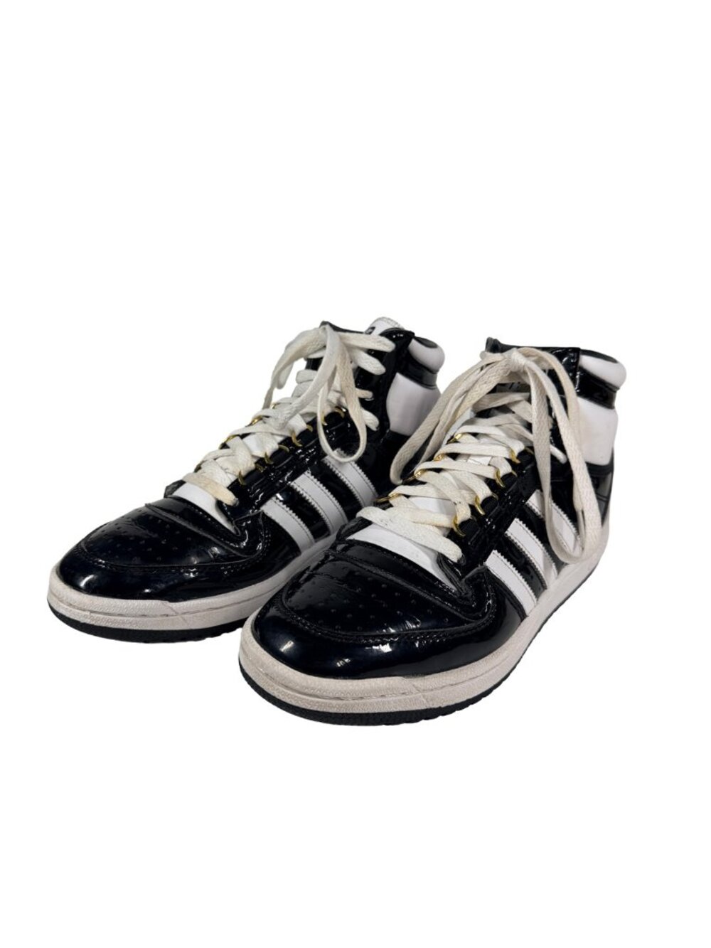 Adidas Top Ten RB Shoes Mens Size 8 Black White Patent Leather High Top